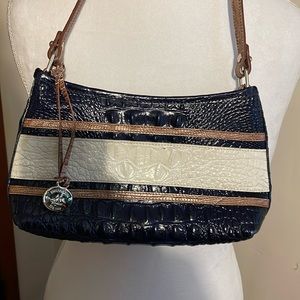 Clutch style genuine Brahmin Blue/white Copper color bag